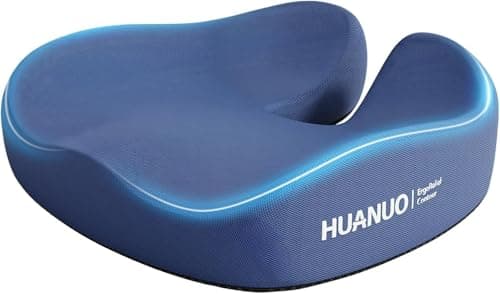 HUANUO Ergonomic Seat Cushion for Office Chair, Extra Large Car Seat Cushion, Tailbone and Back Support, Cooling Gel Enhanced, 4-Zone Pressure Relief Chair Cushions for Office, Car, Wheelchair - Image 1