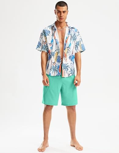 Pinkbomb Men's Mint Green Swim Trunks with Compression Liner, Quick Dry, Board Shorts with Pockets (XXXL) - Thumbnail 3