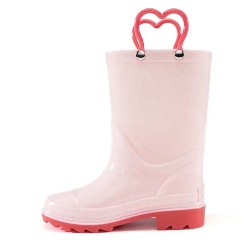 Stelle Rain Boots for Girls Waterproof Lightweight Kids Toddler Rainboots Boys Easy On Handles Non-Slip Sole Shoes(Light Pink,5MT) - Image 1