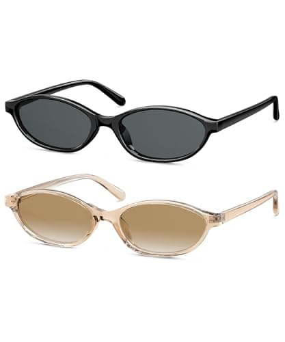 QALLY Retro Oval Womens Sunglasses Cat Eye Sunglasses for Women: Chic 90s Sunnies Lightweight Trendy UV protection Sun Glasses - Image 1