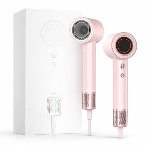 BOWEI Hair Dryer with Brushless Motor - 49dB Quiet Fast Drying Blow Dryer with Smart Heat Control, Magnetic Concentrator, Ions for Frizz Reduction - Salon Grade for Women, Travel, Home Use,Pink - Image 1