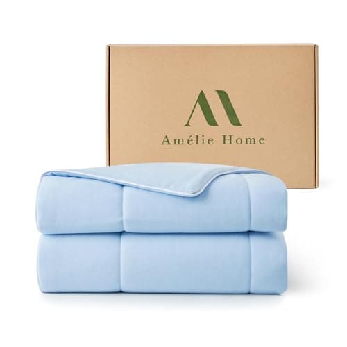 Amélie Home Cooling Comforter Twin Size, Dual-Sided Lightweight Cooling Blanket for Hot Sleepers, Q-Max 0.43 Breathable Cooling Quilt for Night Sweats, 68" x 90", Heather Ice Blue - Image 1