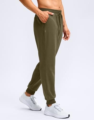 Soothfeel Men's Fleece Joggers Cotton Sweatpants with Deep Pockets Loose Athletic Running Gym Workout Winter Warm Pants, Muscus Green 2XL - Thumbnail 6