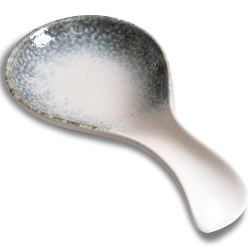 Ceramic Spoon Rest for Stove Top, 8 Inches Large Spoon Holder for Kitchen Counter, Porcelain Utensil Rest, Housewarming Christmas Gift, Dishwasher Safe Heat-Resistant, Ice-Flecked Smoke White(1 PC) - Image 1