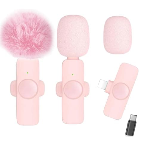 Caiord 2 Pack Professional Wireless Lavalier Microphone foriPhone 17/16/15 Android Phone, Lapel Mics Plug-Play Clip on Lapel Mic for YouTube, Recording, Vlog, Facebook Live