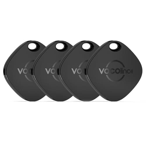 [Apple MFi Certified] VOCOlinc Air Tracker Tags 4 Pack Black, Smart Key Finder Work with Apple Find My APP (iOS Only,Not for Android), Item Locator for Luggage Suitcases/Bag/Wallet,Replaceable Battery - Image 1