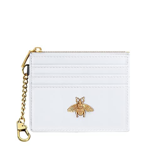 SEAVILIA Card Holder Keychain Wallet for Women with ID Window RFID Coin Purse Bee Gifts Slim Minimalist Small Wallet - Image 1