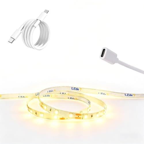 16.4ft 12V LED Strip Lights Warm White, USB C LED Light Strip Powered by Type-C, Flexible Cuttable LED Tape Light, USB Powered LED Lights for Bedroom, Cabinet, Mirror, 1ft USB-C Cable Included - Image 1