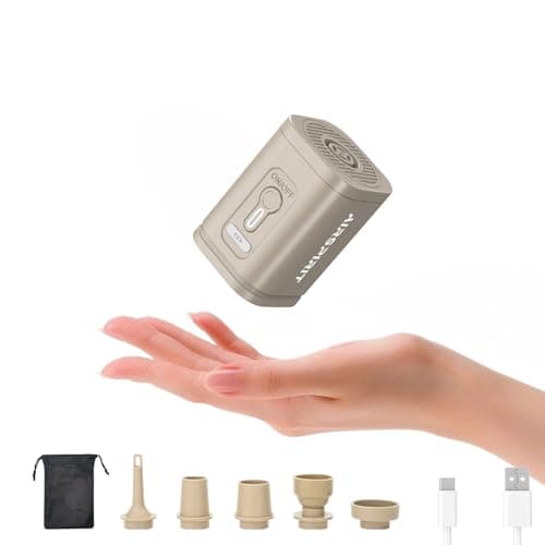 Mini Portable Electric Air Pump for Inflatables-5 Universal Nozzles,Rechargeable Inflator-Fast Inflate/Deflate Pool Floats/Sleeping Pad/Air Mattress Bed/Camping Gear/Travel & Home Storage Vacuum Bags - Image 1