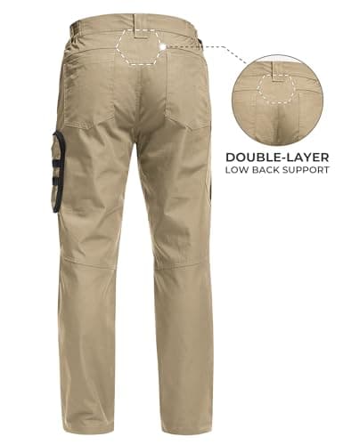 MOURCE Tactical Pants for Men with 7 Large Pockets Water Resistant Quick Dry BDU Cargo Pants Breathable Ripstop Khaki L 30" - Thumbnail 2