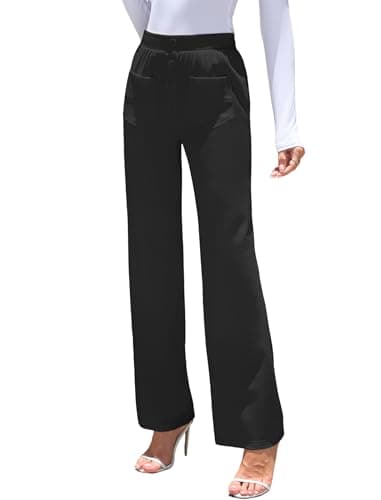 ZAFUL Womens Wide Leg Pants High Waisted Casual Pants for Women Stretchy Business Dress Work Pocket Trousers Pant Black S - Image 1