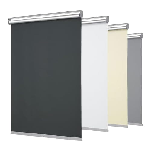 Changshade 100%Blackout Roller Shades for Windows，Room Darkening Thermal Insulated Pull Down Window Blinds, Cordless Free-Stop Shade，Easy Install UV Protection Door Blind for Home，Black,25" W x 72" H - Image 1