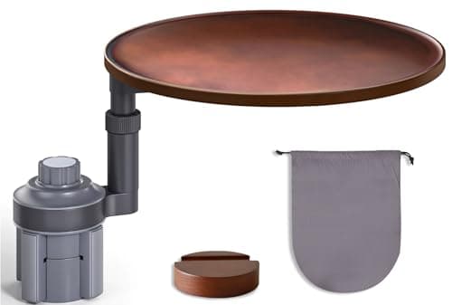 Ymipre Car Desk for Laptop & Car Table Tray, Height-Adjustable 360° Rotating Wood Car Laptop Mount, Cup Holder Table, Steering Wheel Tray, Compatible with Tesla & Most Vehicles - Image 1