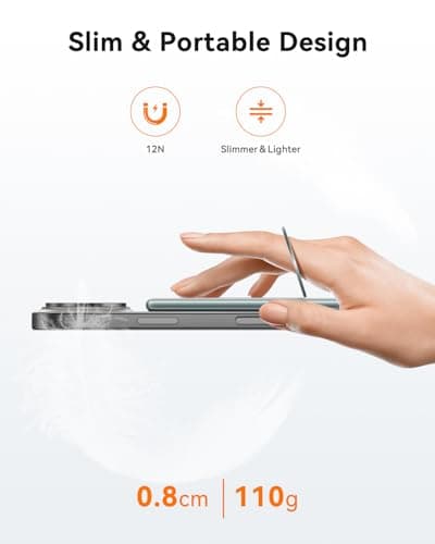 Kuulaa 5000mAh Magnetic Power Bank for iPhone 0.41in Slim Magsafe Battery Pack Wireless Portable Charger with Rotable Stand 20W PD USB C Output for iPhone 17/16/15/14/13/12 Series (Gris) - Thumbnail 3