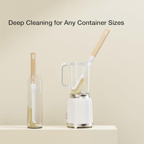 Cleaning Brush, Diveotree Hard Bristle Brush for Deep Cleaning Grout, Sink, Cup, Teapot, Bottle, Blender, Multi-Purpose Brush wih Long Handle for Kitchen (White-2Pack) - Thumbnail 5