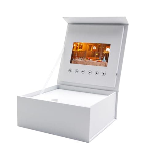 5-Inch IPS Screen Video Gift Box - White Paper Magnetic Lid Design - Personalized Greeting Card Box with Auto-Play LCD Screen - High-Tech Custom Gift Packaging for Unique Gifting - Image 1