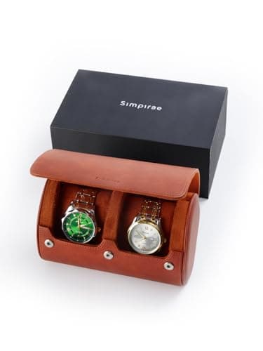 Simpirae Watch Travel Case for Men, PU Leather Watch Roll for 2 Watches, Watch Organizer, Christmas Gift for Him, Brown - Image 1