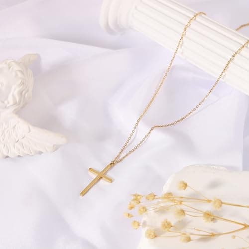 JNZSSWHJJH Cross Necklace for Women - 18K Gold Plated Cross Pendent Necklace for Women Trendy Gold Jewelry Easter Basket Essentials Stuffers Fillers Christian Religious Christmas Gifts - Thumbnail 6