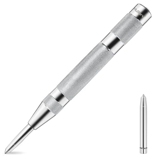 MulWark 6" Automatic Center Punch for Metal - Spring Loaded Center Punch Tool with Extra Replacement Tip - Adjustable Impact One-Handed Spring Puncher for Wood, Plastic, Stainless Steel - Image 1