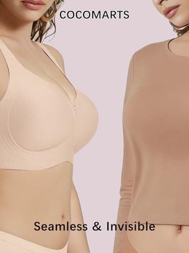 COCOMARTS Jelly Bras for Women No Underwire Full Coverage Push Up Seamless Bralettes Comfortable Supportive Tshirt Bra Nude Medium - Thumbnail 6