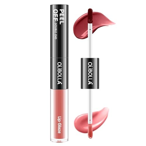 CAMERIC Peel Off Lip Stain Liner 2-in-1 Lip Gloss Oil Makeup Combo, Lip Liner Stain Smudge-Proof, Highly Pigmented Color, Transfer-Proof, Waterproof, Glitter Lip Glaze Moisturizing