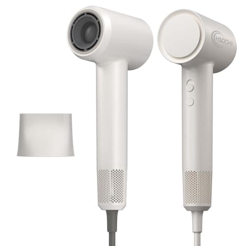 Hair Dryer, High-Speed Ionic Blow Dryer, 110,000 RPM Low Noise Thermo-Control HairDryer, for Curly Hair for Home Travel Salon, No Heat Damage Care (White) - Image 1