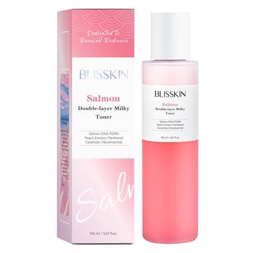 Salmon Double-Layer Milky Toner, Low-Irritation Double Layer Toner for Glass Glow Skin with Peptide, Even Skin Tone, Radiance, Hydration, 150ml - Image 1