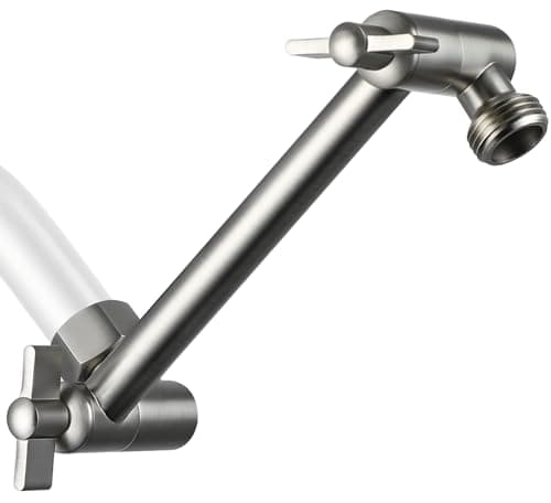 G-Promise Shower Head Extension Arm, Stainless Steel Adjustable Extender with Locking Set Screw, Rise or Lower Rainfall and Fixed Shower Head (6 Inch, Brushed Nickel) - Image 1