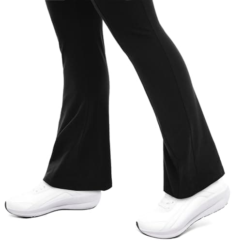 Leafigure Maternity Flare Leggings with Pockets Over The Belly Yoga Pants for Workout Soft Pregnancy Activewear Black L - Thumbnail 5