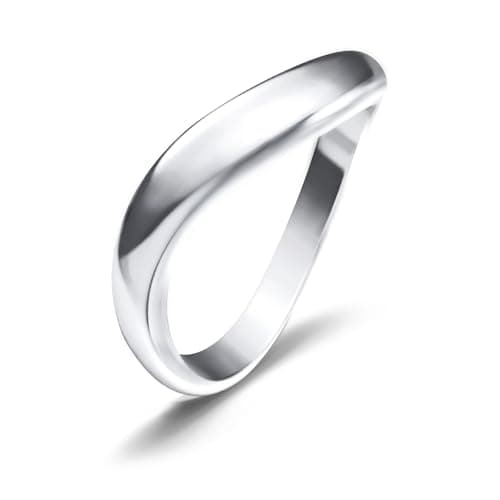 Zuyaeui 14K White Gold Plated Twisted Wave Ring for Women, 4mm Dome Polished 925 Sterling Silver Stackable Band, Wedding Anniversary Engagement Promise Gift for Her, Size 5 - Image 1