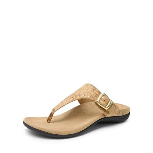 DREAM PAIRS Orthotic Thong Sandals for Women, Arch Support Flip Flops, Comfortable Lightweight Slip On Sandals for Walking, Casual Summer Everyday Wear,Size 8,Gold-Cork,SDFF2406W - Image 1