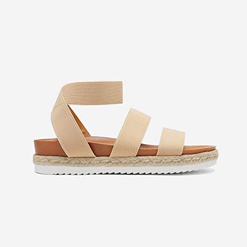DREAM PAIRS Women’s Open Toe Ankle Strap Espadrille Flatform Platform Wedge Sandals,Size 7.5,Nude,JIMMIE - Thumbnail 5