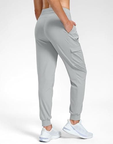 G Gradual Joggers for Women 4 Pockets High Waisted Athletic Jogger Pants Soft Lightweight Sweatpants for Workout Running, Bright Grey, Small - Thumbnail 4