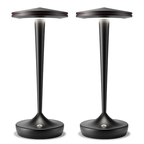 JALVDE Cordless Lamp Rechargeable LED Table Light,48Hrs Battery Operated Table Lamp,Potable Lamp with Stepless Dimming and Waterproof Lamp for Kitchen,Dining,Shower,Outdoor Patio,Camping (2Pblack) - Image 1