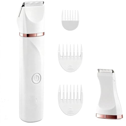 Bikini Trimmer for Women,Painless Electric Razor & Body Shaver for Pubic Hair,IPX7 Waterproof Hair Trimmer Women with Ceramic Blades,USB Rechargeable,Wet/Dry Use,Gifts for Women（White） - Image 1