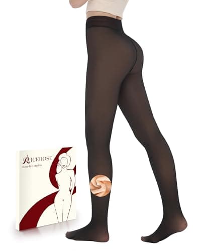 iceROSE Fleece Lined Tights Women - Sheer Black Thermal Leggings Thick Warm Pantyhose Fake Translucent Dress for Cold Winter - Image 1