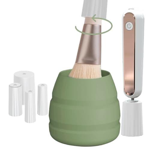 HOERCAAL Electric Makeup Brush Cleaner and Dryer, Portable Automatic Brush Cleaner with 3 Power Levels, Fast Motor Speed, 5 Rubber Collars, Rechargeable Quick Clean & Dry for Makeup Brushes - Image 1