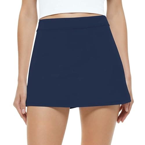 SEAJOJO Skorts for Women with Pockets High Waisted Athletic Tennis Skirt A Line Mini Shorts Summer Golf Pickleball Workout Navy Blue - Image 1