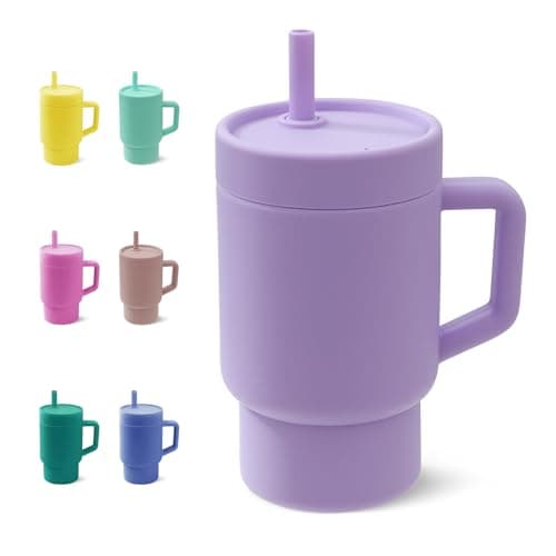 DLOCCOLD Silicone Straw Cup, Adorable Miniature Tumbler with Straw Handle, Tumbler Cup, 10oz, Easy to Clean - Image 1