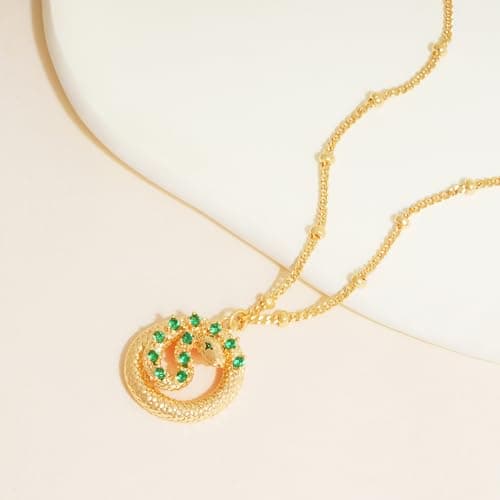 Valloey Rover Dainty Gold necklace for Women?Diamond Gold Snake Necklace for Women Trendy Waterproof Jewelry Gold Pendant Chain Necklace Jewelry Gifts for Her - Thumbnail 5