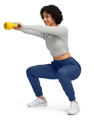 Soothfeel Women's Fleece Lined Joggers Water Resistant High Waisted Sweatpants Winter Warm Thermal Running Hiking Pant Pocket （Dark Blue M） - Thumbnail 6