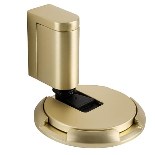 Bak Bo Windproof Door Stoppers 1 Pack Adjustable Bottom of Door Holder Indoor No Drilling Heavy Duty Mechanical Floor Door Stop with Screws and Adhesive Catch Door Keep Door Open Brushed Gold BG-1 - Image 1
