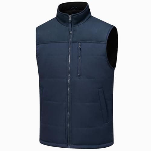 Msmsse Men's Casual Winter Warm Outdoor Fleece Vest Outerwear Sleeveless Coats Dark Blue 2XL - Image 1