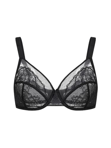 Vukoiswe Minimizer Bras for Women Full Coverage Unlined Underwire Bra Plus Size Bra for Heavy Breast Black - Thumbnail 5