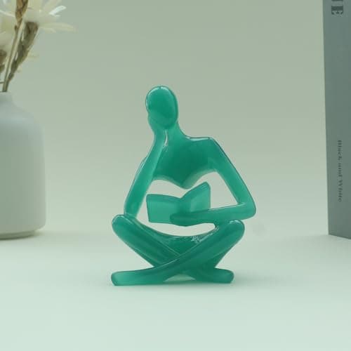 YeseeYe Bookshelf Decor Thinker Statue - Abstract Art Reading Sculpture Modern Home Decoration Figurine for Living Room Office Shelves Coffee Table Desk Decor - Thumbnail 2