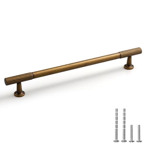 YAGU 10 Pack Antique Brass Cabinet Pulls 7.5 Inch(192mm) Hole Center Solid Vintage Bronze Kitchen Drawer Handles Furniture Hardware for Dresser Bathroom Cupboard Wardrobe Closet Vanity - Image 1