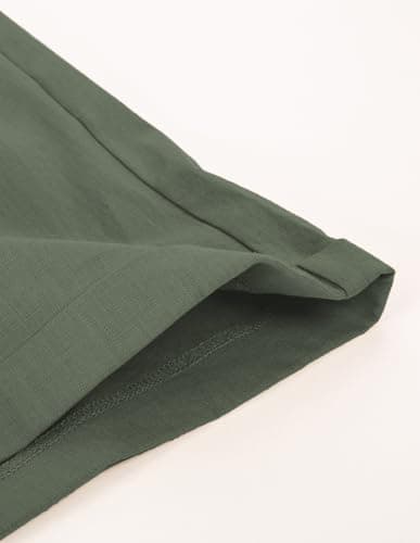 Belle Poque Womens Summer Linen Shorts Dark Green Bermuda Shorts with Belts Paper Bag Shorts (Dark Green, S) - Thumbnail 4
