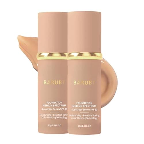BARUBT 4 in 1 Color Changing Foundation - Medium Spectrum, Evening Skin Tone, Long-Lasting & Waterproof Hydrating Concealer with Medium to Full Coverage, Lightweight Flawless Finish Makeup 40ML*2 2PCS - Image 1