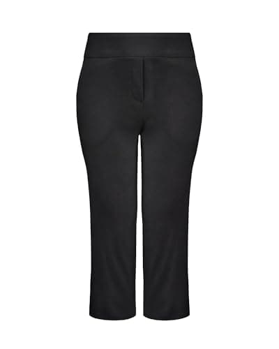 Stelle Women's Pull On Capri Pants with Pockets Business Work Casual Pants Black Large - Image 1