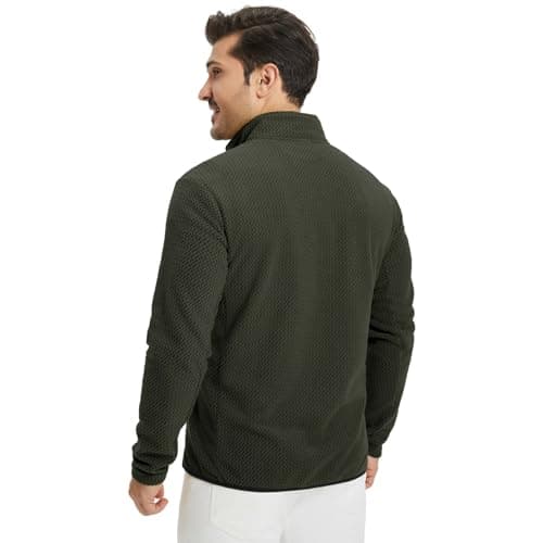 M MAELREG Mens 1/4 Zip Pullover Winter Performance Wicking Fleece Comfort Long Sleeve Men's Pullover Sweaters Forest Green - Thumbnail 4